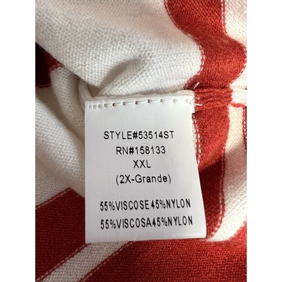 Pink Clover Womens Striped Sweater~Size XXL~Burnt Red White Curved Hem NWT~L5 11 - Picture 10 of 11